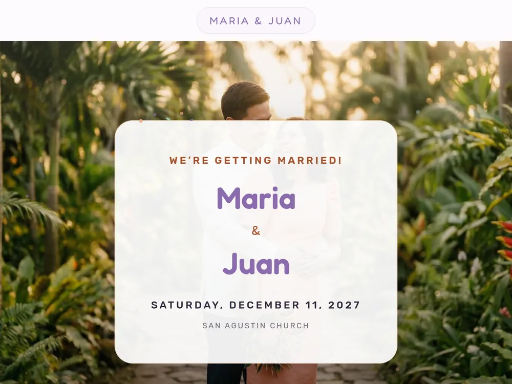 The Ligaya template — Playful and cheerful. Soft lavender with peach and mint pastel accents — confetti happiness.